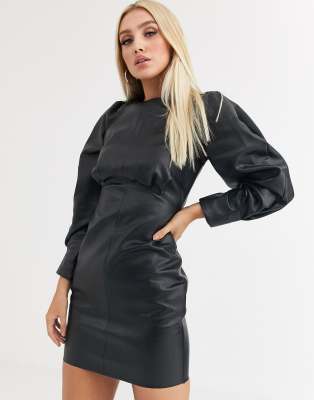 leather look mini dress