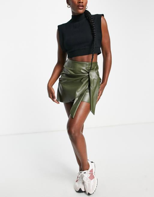 Khaki wrap 2024 mini skirt