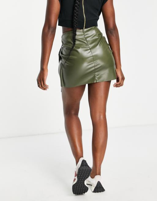 Green leather skirt outlet asos