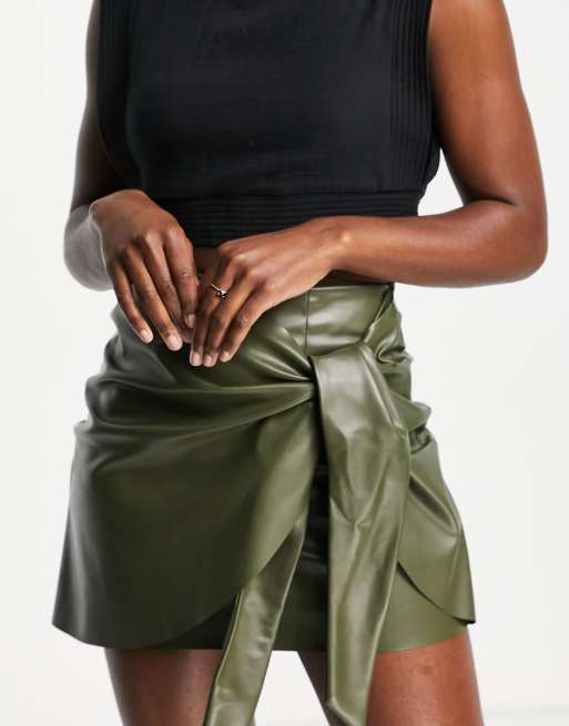 Green leather skirt asos best sale