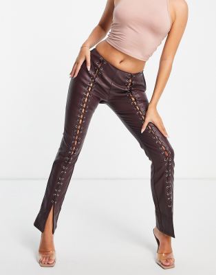 lace up leather pants