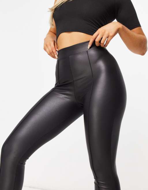 ASOS DESIGN Tall leather look leggings in black