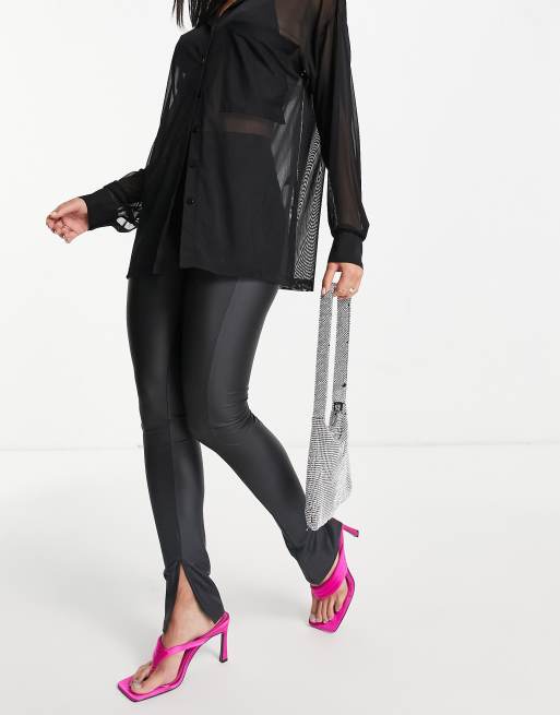 ASOS DESIGN leather-look leggings in black