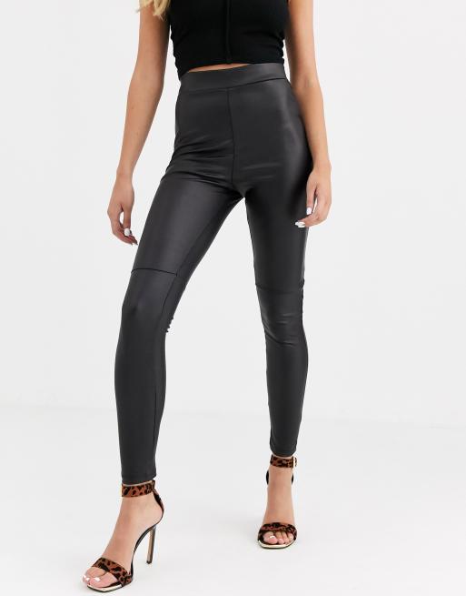 ASOS DESIGN snake leather look legging in black