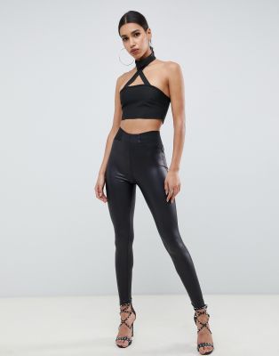 ASOS DESIGN high waisted wet look leggings