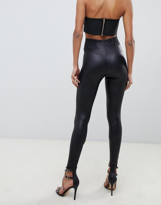 ASOS DESIGN leather-look leggings in black