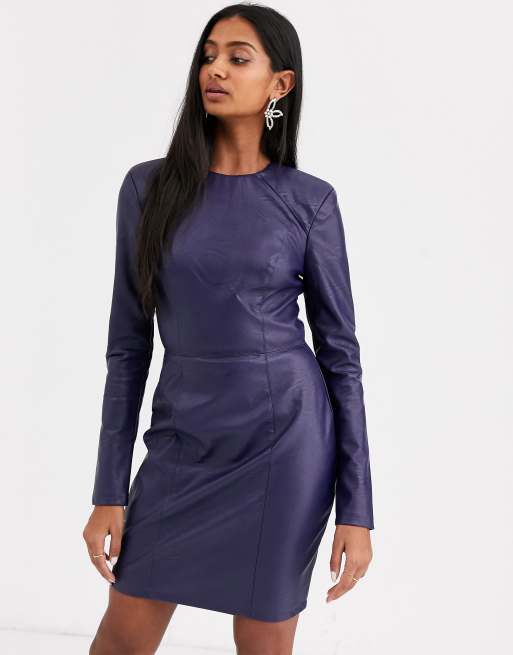 Long sleeve hotsell fitted leather dress