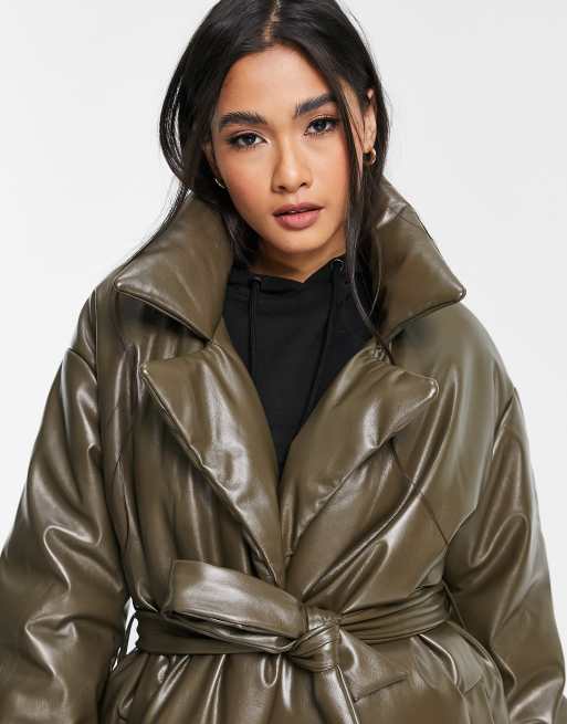 Leather look hot sale puffer coat