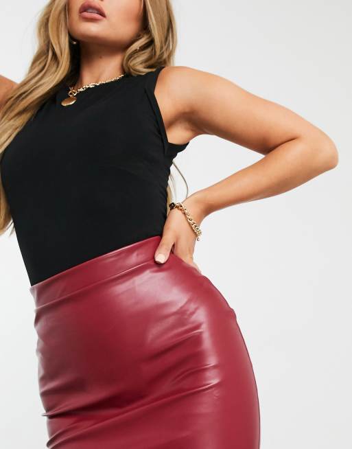 Faux leather pencil outlet skirt berry