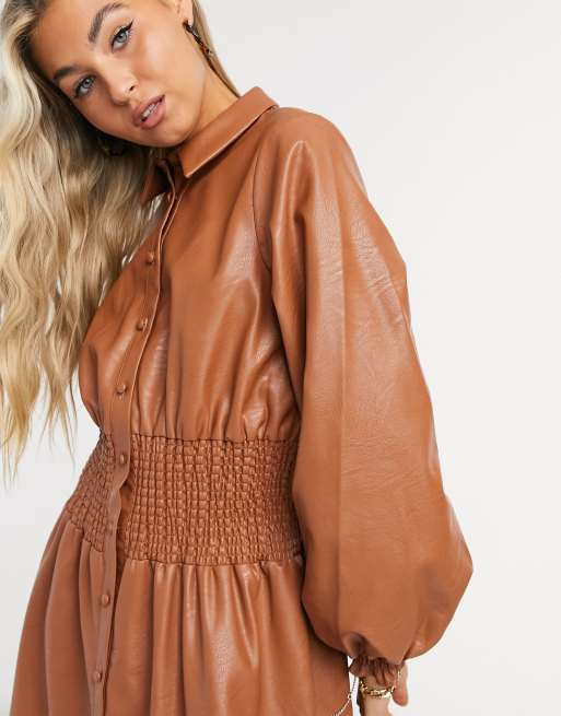 ASOS Oversized T-Shirt Dress, Cognac Brown Faux Leather J…