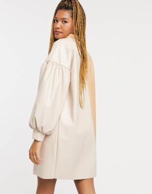 asos cream leather dress