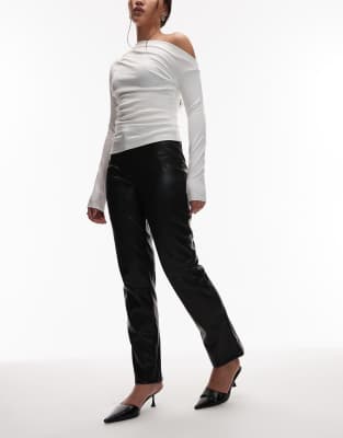 Asos Design Leather Look Minimal Slim Leg Pants In Black