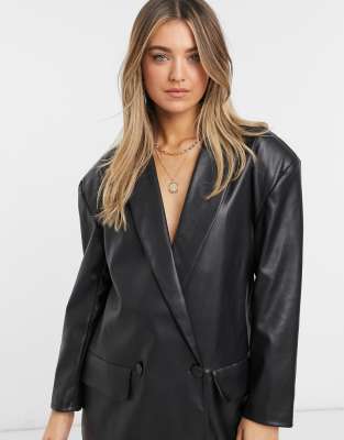 black leather blazer dress