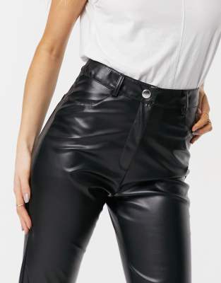 Pantalon Simili Cuir Femme - Legging Skinny Taille Haute - Effet Push-Up - Noir - 23% Coton, 70% Polyester, 3% Elasthanne