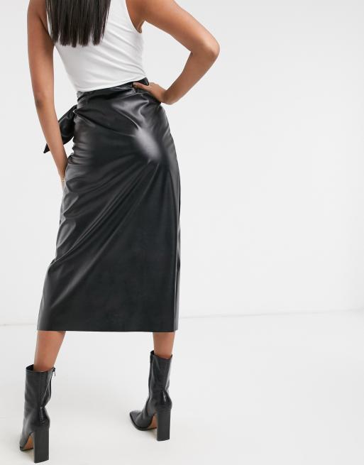 Leather effect pencil clearance skirt