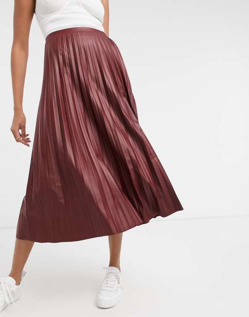 Burgundy leather 2024 skirt asos