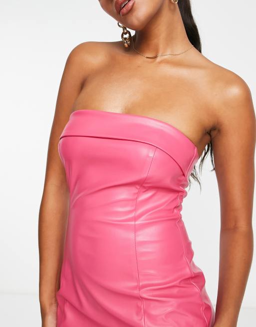 Baby pink outlet pu bodycon dress