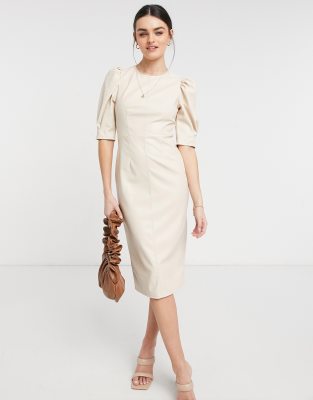 asos cream leather dress