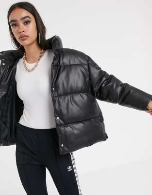 faux leather puffer jacket