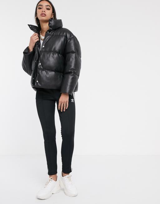 ASOS DESIGN leather look puffer jacket