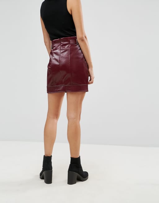 Burgundy leather 2025 skirt quilt