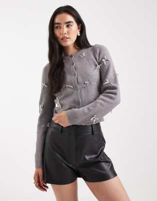 Asos Design Leather Look Short Shorts In Multi