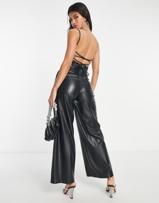 Wide-leg leather trousers - Studio · Black · Dressy