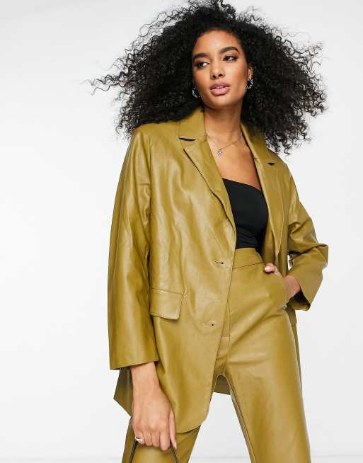 Green on sale leather suit