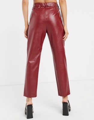 red leather look trousers