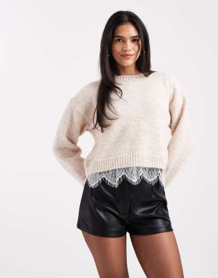 Asos Design Leather Look Tailored Short In Black