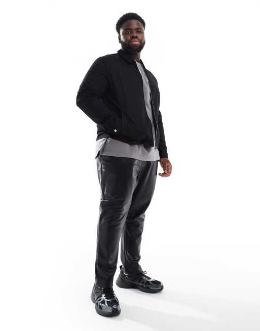 ASOS DESIGN leather look tapered pants in black
