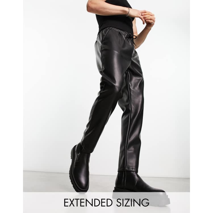 Leather Look Tapered Trousers