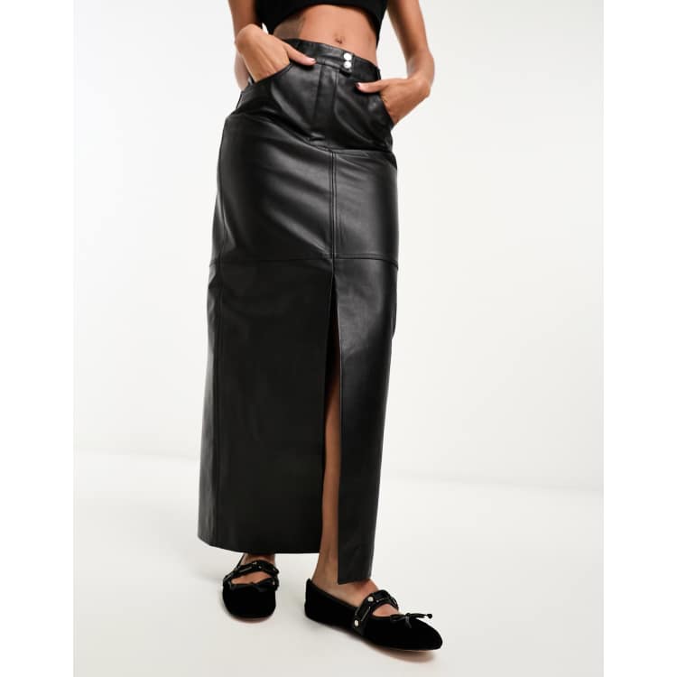 Black leather pencil skirt asos best sale