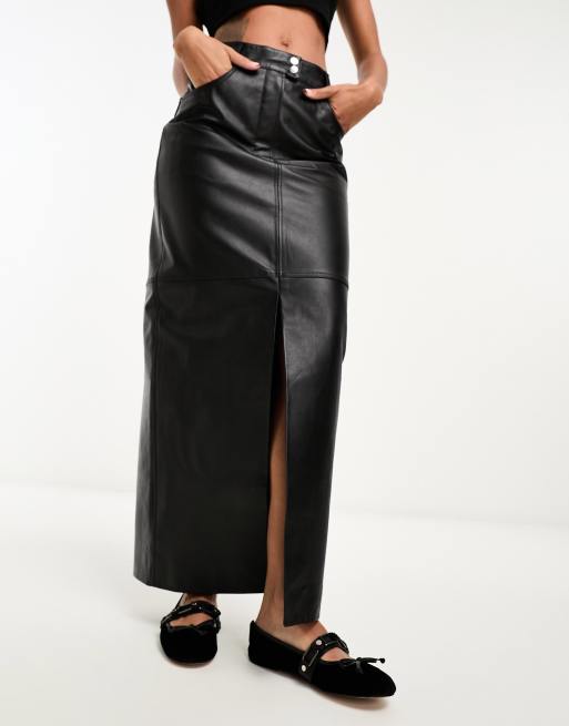 Asos high waisted leather skirt hotsell