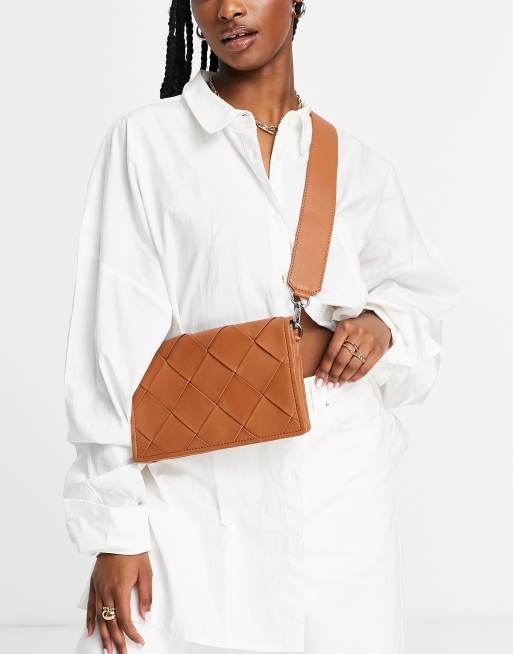 ASOS DESIGN multi pouch cross body bag in beige padded quilt