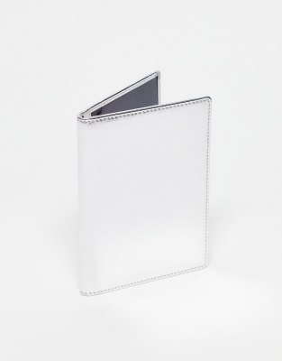 ASOS DESIGN leather passport holder in silver - ASOS Price Checker