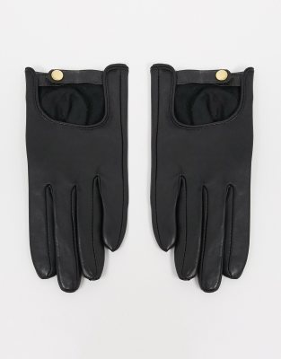 ASOS DESIGN leather plain gloves with touch screen in black - ASOS Price Checker