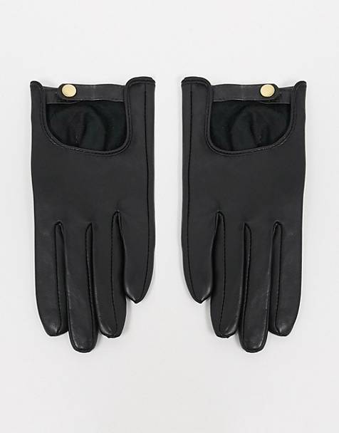Leather gloves Woman's winter Leather Dress Gloves Black Warm Gloves BN 