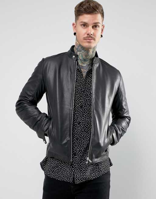 Asos leather shop jacket mens