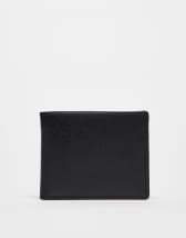 Fred Perry box bifold leather wallet in black | ASOS