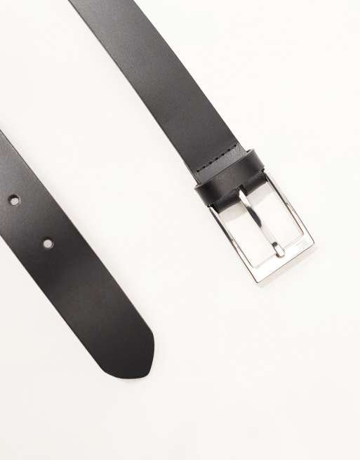 ASOS DESIGN leather silver buckle waist and hip jeans belt, 2 of 3