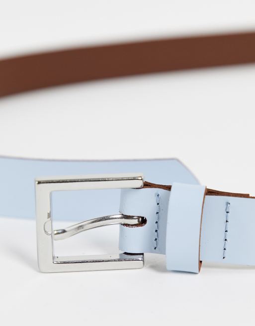 A.TESTONI, Sky blue Men's Leather Belt