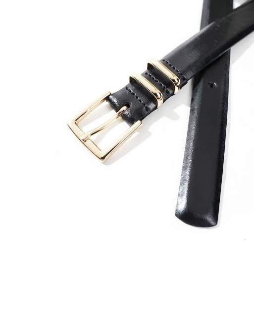 ASOS DESIGN leather skinny waist and hip belt in black, 2 of 4