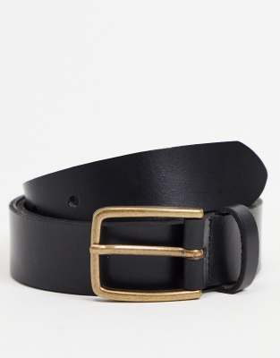 black belt with gold square buckle