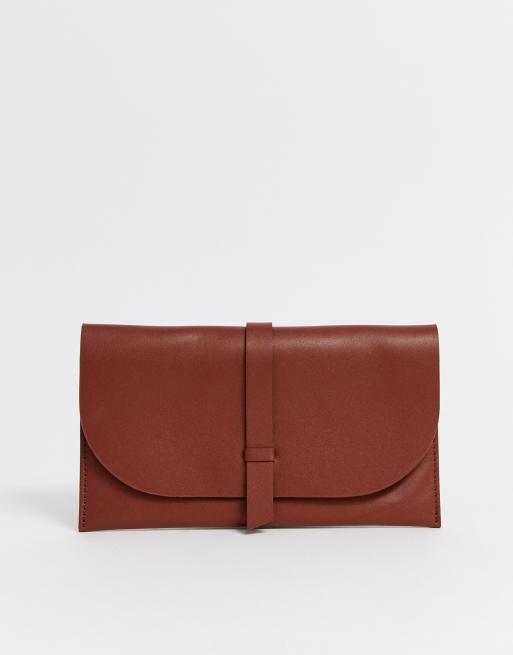 ASOS DESIGN LEATHER slot through foldover purse