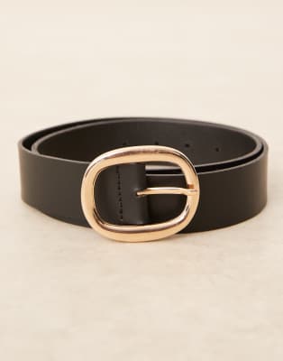 Asos Design Leather Square Buckle Waist And Hip Jeans Belt In Black