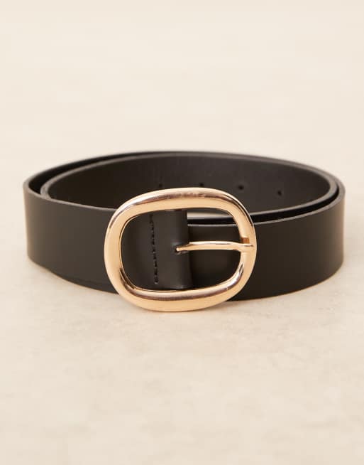 ASOS DESIGN leather square buckle waist and hip jeans belt in black, 2 of 3
