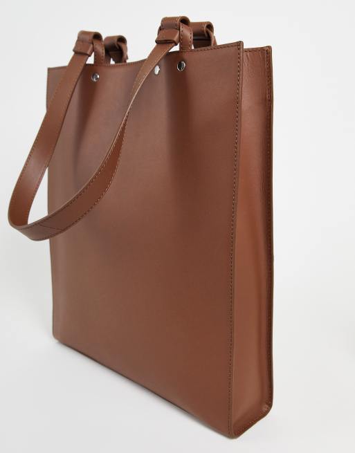 Structured on sale leather tote