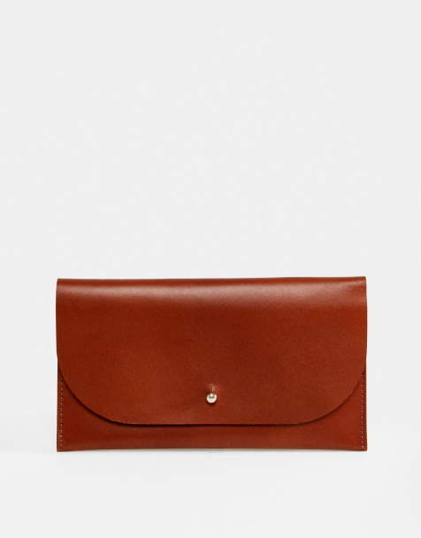 ASOS DESIGN leather stud foldover purse