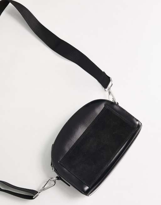 Black leather and shop suede crossbody bag